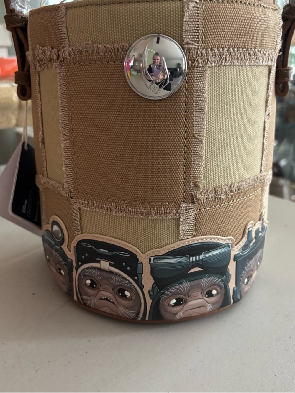 Loungefly Star Wars Grogu Bucket Bag - Tan, Green & Pink - Picture 8 of 13